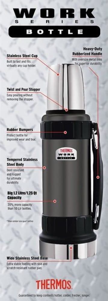 Ståltermos Work 1,2 liter Grå, view: 1