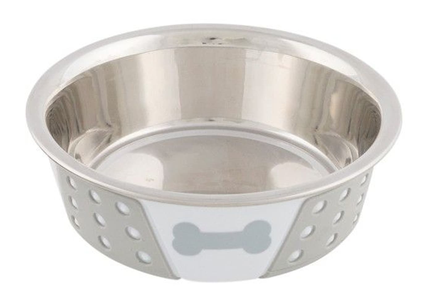 matskål Rostfri med Silikon 1.4 L/ 21 cm Vit/Grå, view: 0