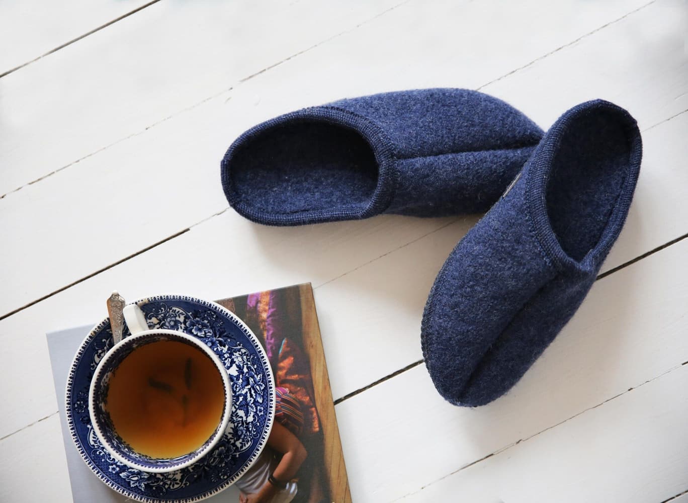 Original M's Wool Slippers Denim, view: 1