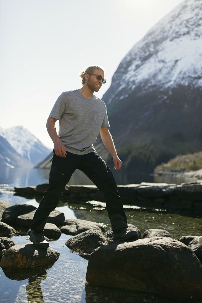 M's Summer Wool tee w/pocket Grey Melange, view: 2