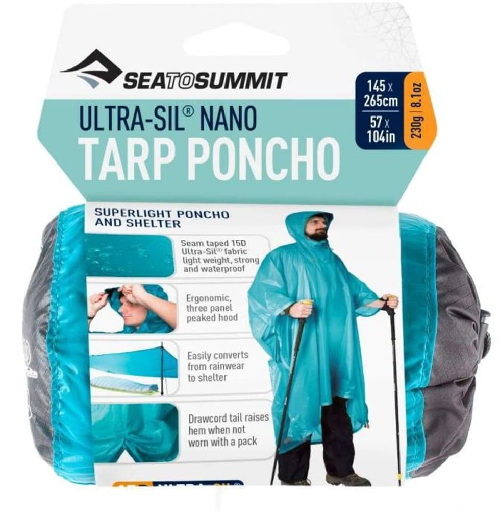 Tarp Poncho 15D Ultra-Sil Nano 145x265 cm Blue, view: 6