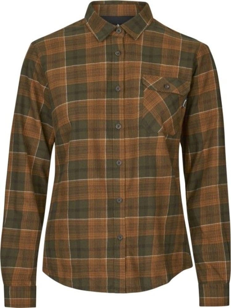 Skye Flannel Shirt Women Grizzly Brown/Terracotta Check, view: 0