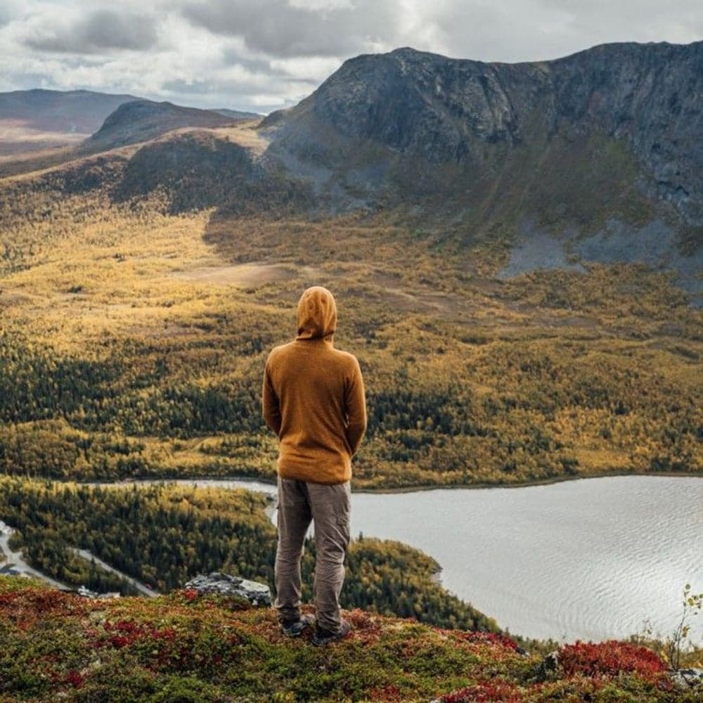 Mens Monk Pullover Wool Hoodie Sea Buckthorn, view: 3