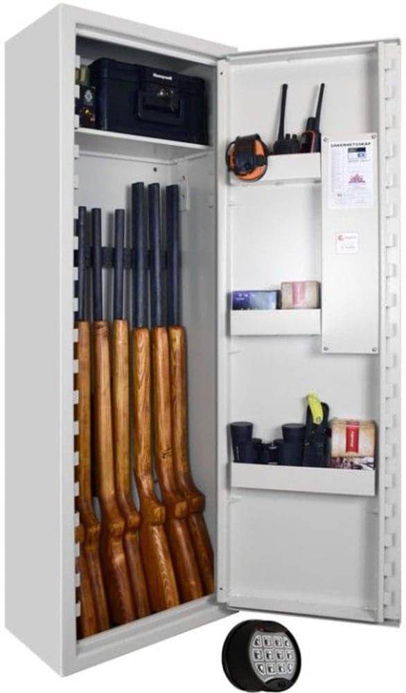 SP8E Vapenskåp Vit för 5-8 vapen med elkodlås, view: 0