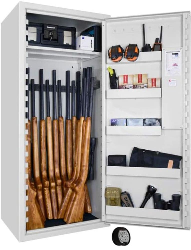 SP99E Vapenskåp Vit upp till 20 vapen med elkodlås, view: 0