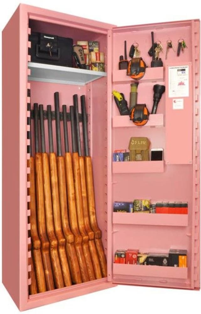 SP88E Vapenskåp Rosa för 8-16 vapen med elkodlås + LED lampa, view: 0