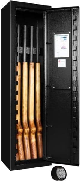 SP4E Svart Vapenskåp för 1-5 vapen med elkodlås + LED lampa, view: 0