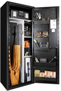 SP88E Vapenskåp Svart för 8-16 vapen med elkodlås + LED lampa - view: 1