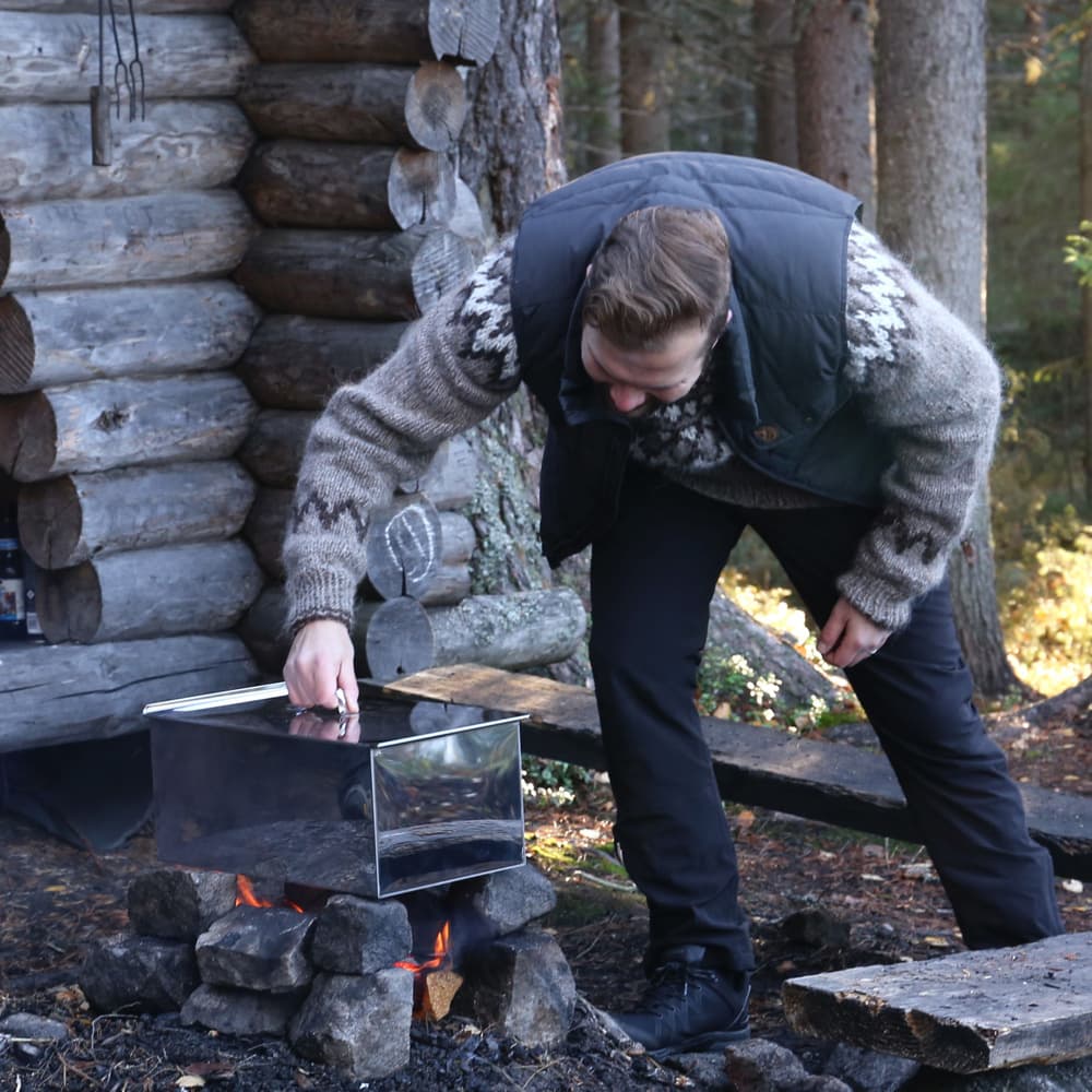 Röklåda i rostfritt stål två galler, view: 1