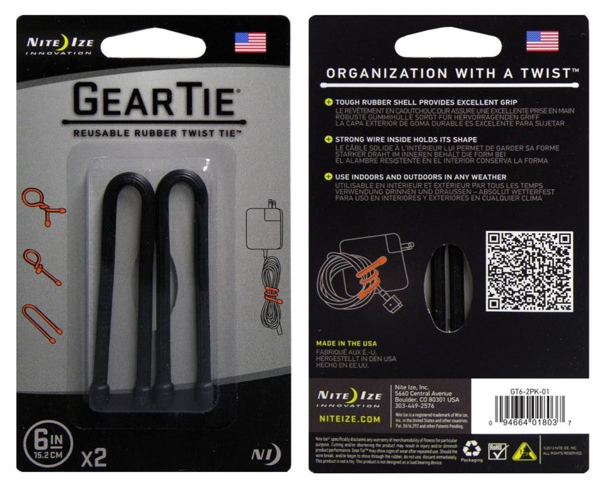 Gear Tie 6-Black 2-pack, view: 0