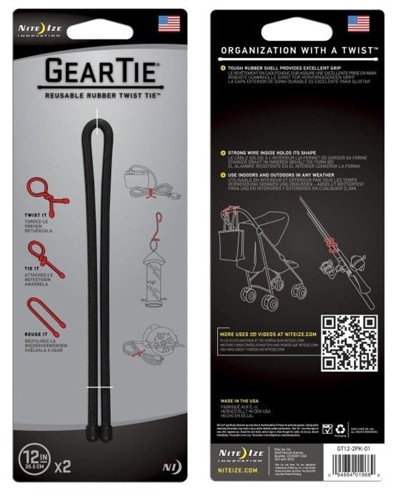 Gear Tie 12-Black 2-pack, view: 0