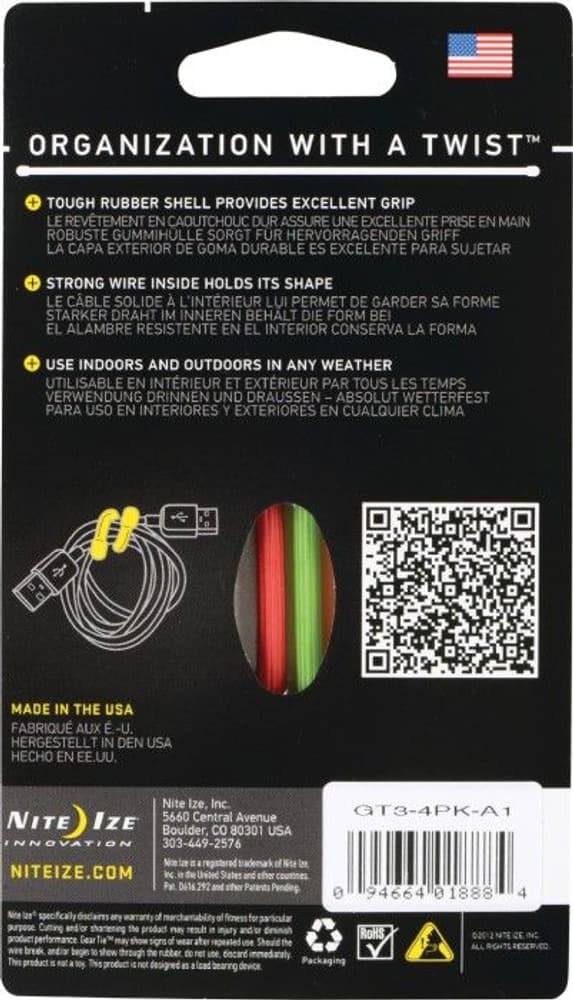 Gear Tie 3-Assorted 4-pack, view: 2