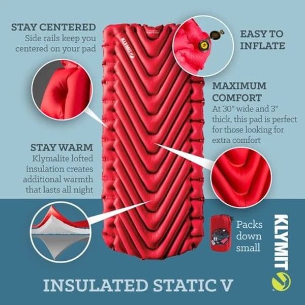 Insulated Static V Luxe Sleeping Pad Red, view: 2
