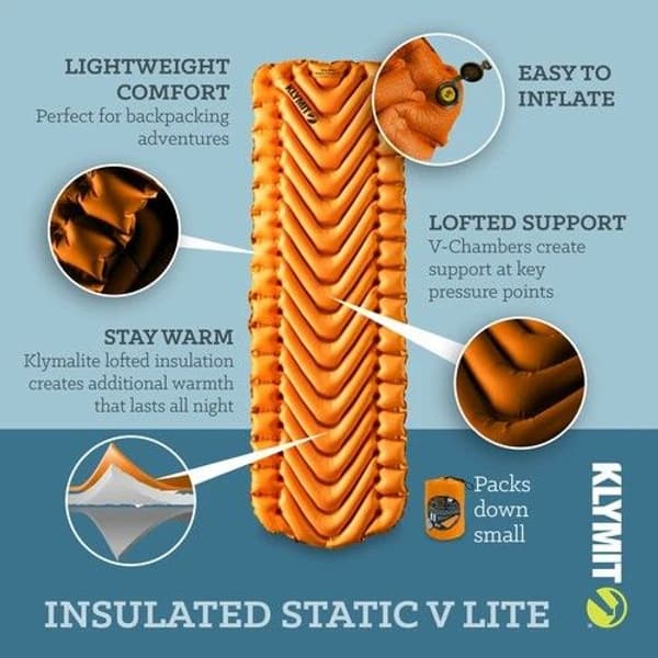 Insulated Static V Lite Sleeping Pad Mango Orange, view: 3