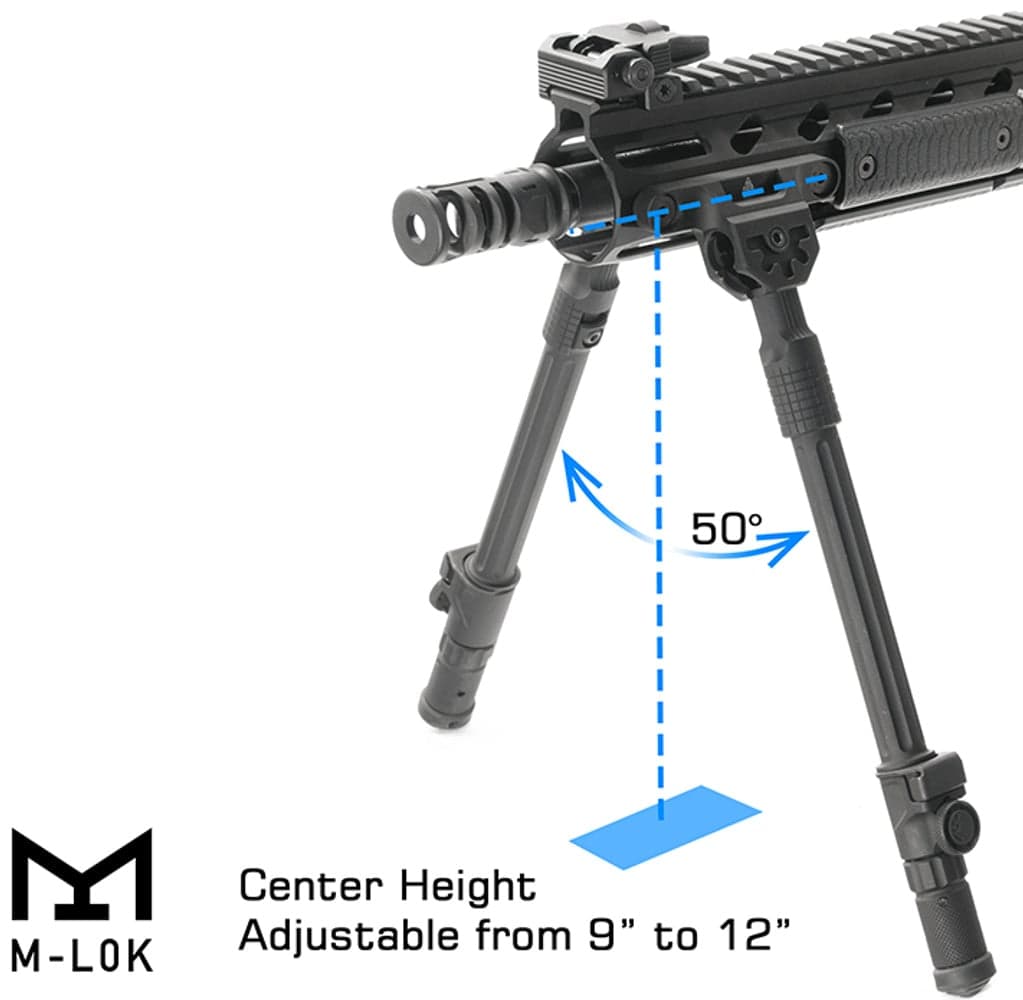 UTG Recon Flex II Bipod 9-12 Center Height M-LOK, view: 1