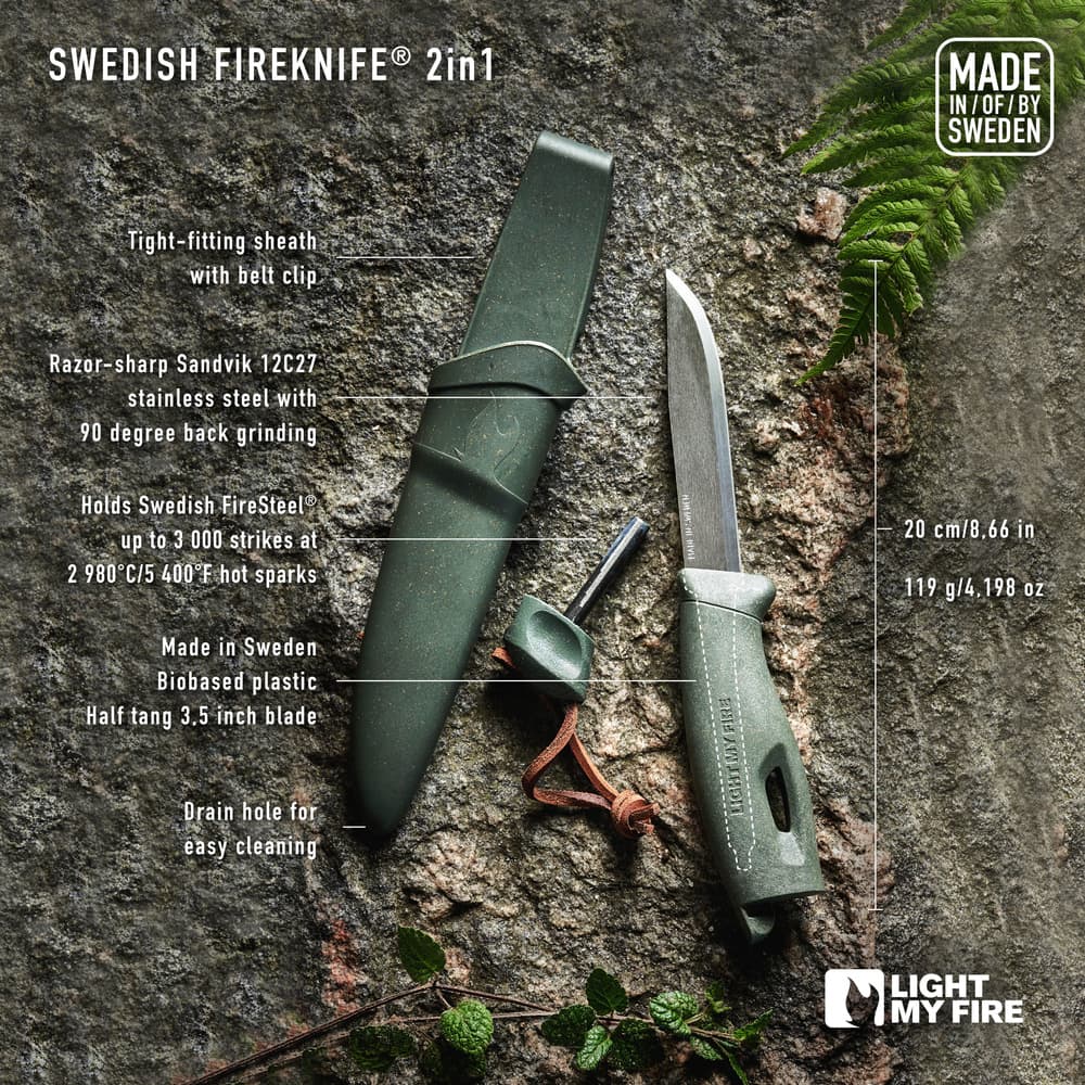 Swedish FireKnife 2 in1 Sage Green, view: 3