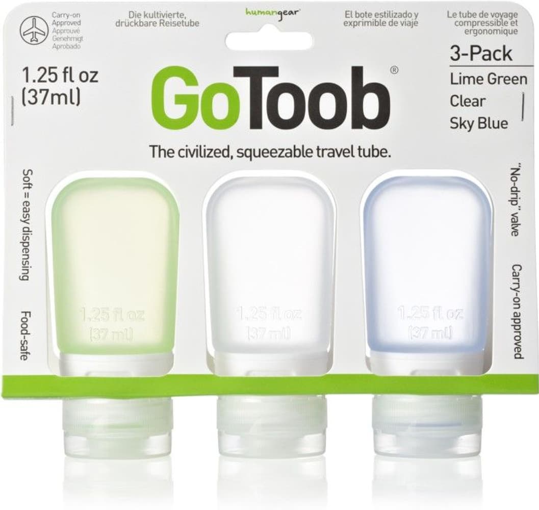 GoToob 3-pack Small 37 ml Klar/Grön/Blå, view: 0
