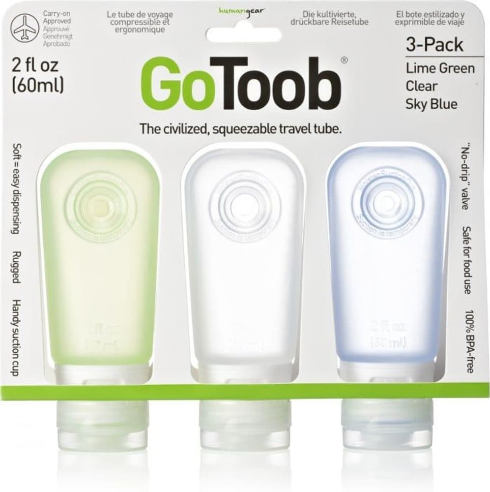GoToob 3-pack Medium 60 ml Klar/Grön/Blå, view: 0