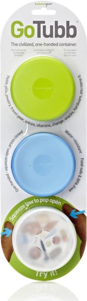 Pillerburk GoTubb Medium i 3-pack Klar/Grön/Blå, view: 1