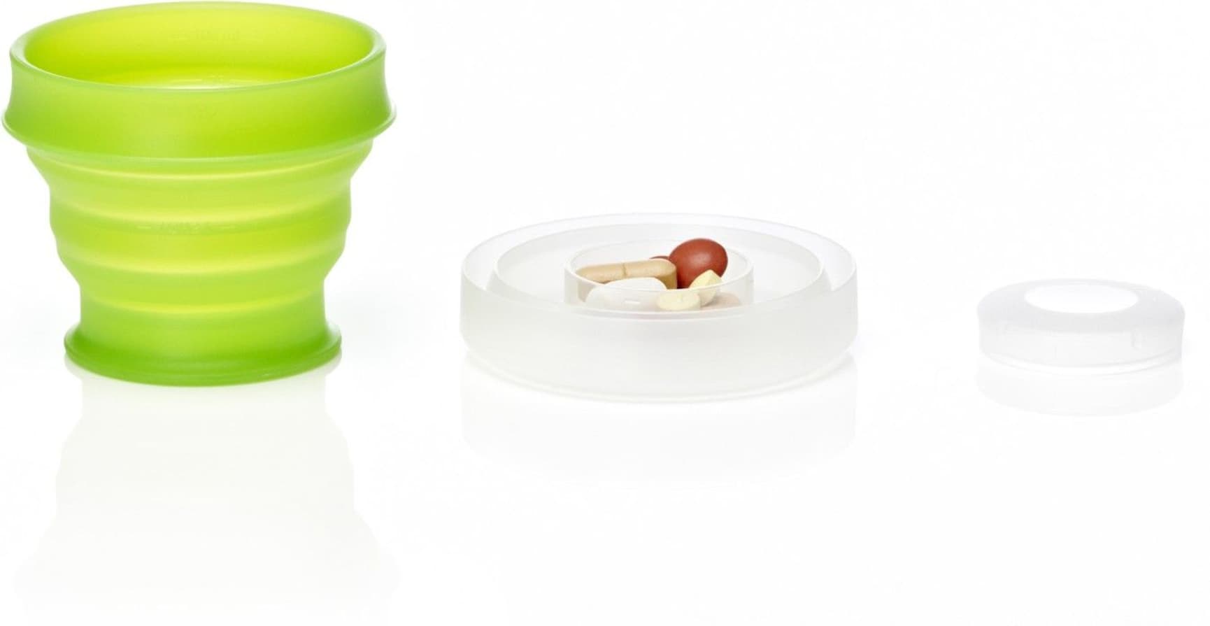 GoCup Small Vikbar mugg med pillerfack, 118ml, Grön, view: 0