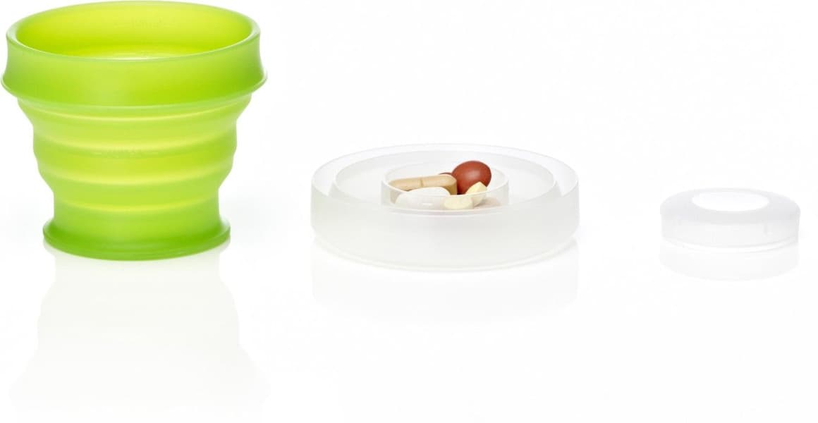 GoCup Small Vikbar mugg med pillerfack, 118ml, Grön, view: 0