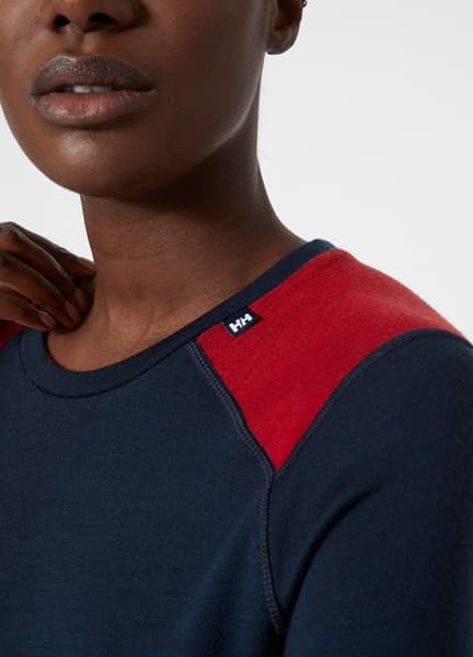 W's Lifa Merino Midweight Crew Navy, view: 4