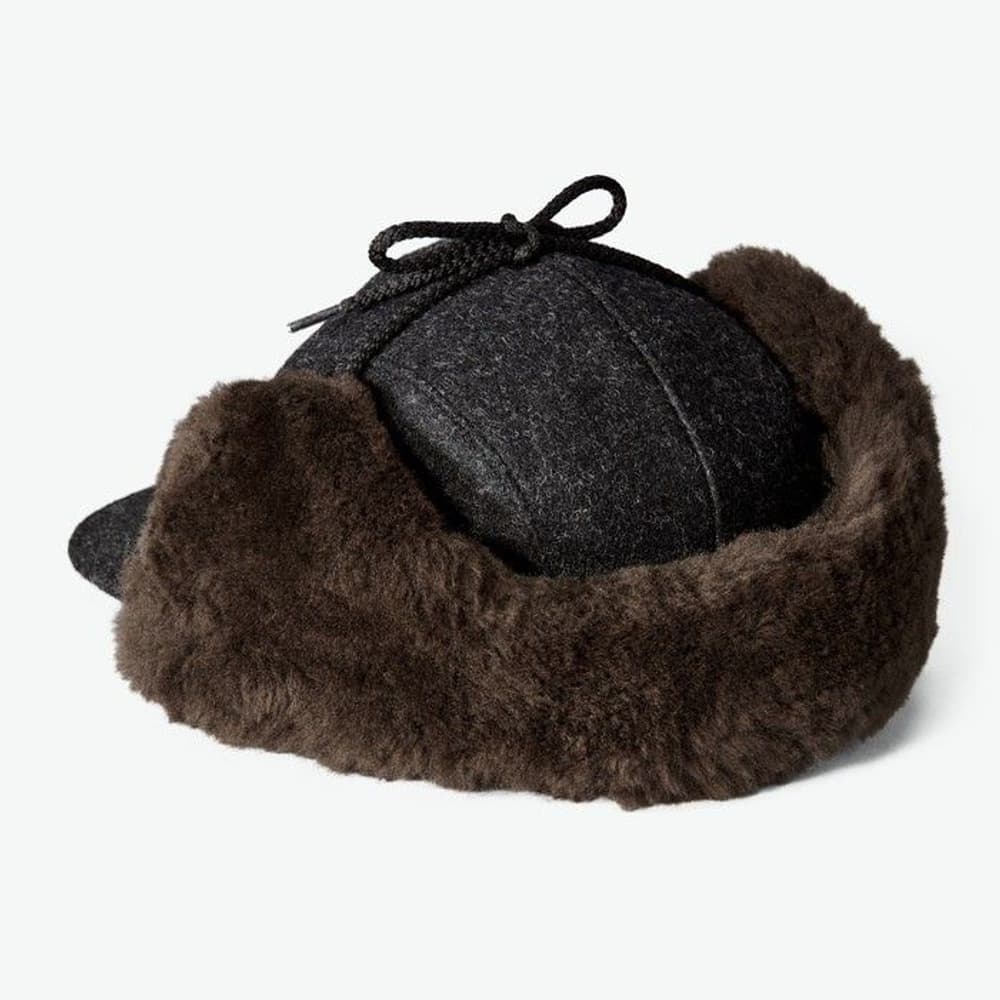Double Mackinaw Wool Hat Charcoal/Dark Brown, view: 1