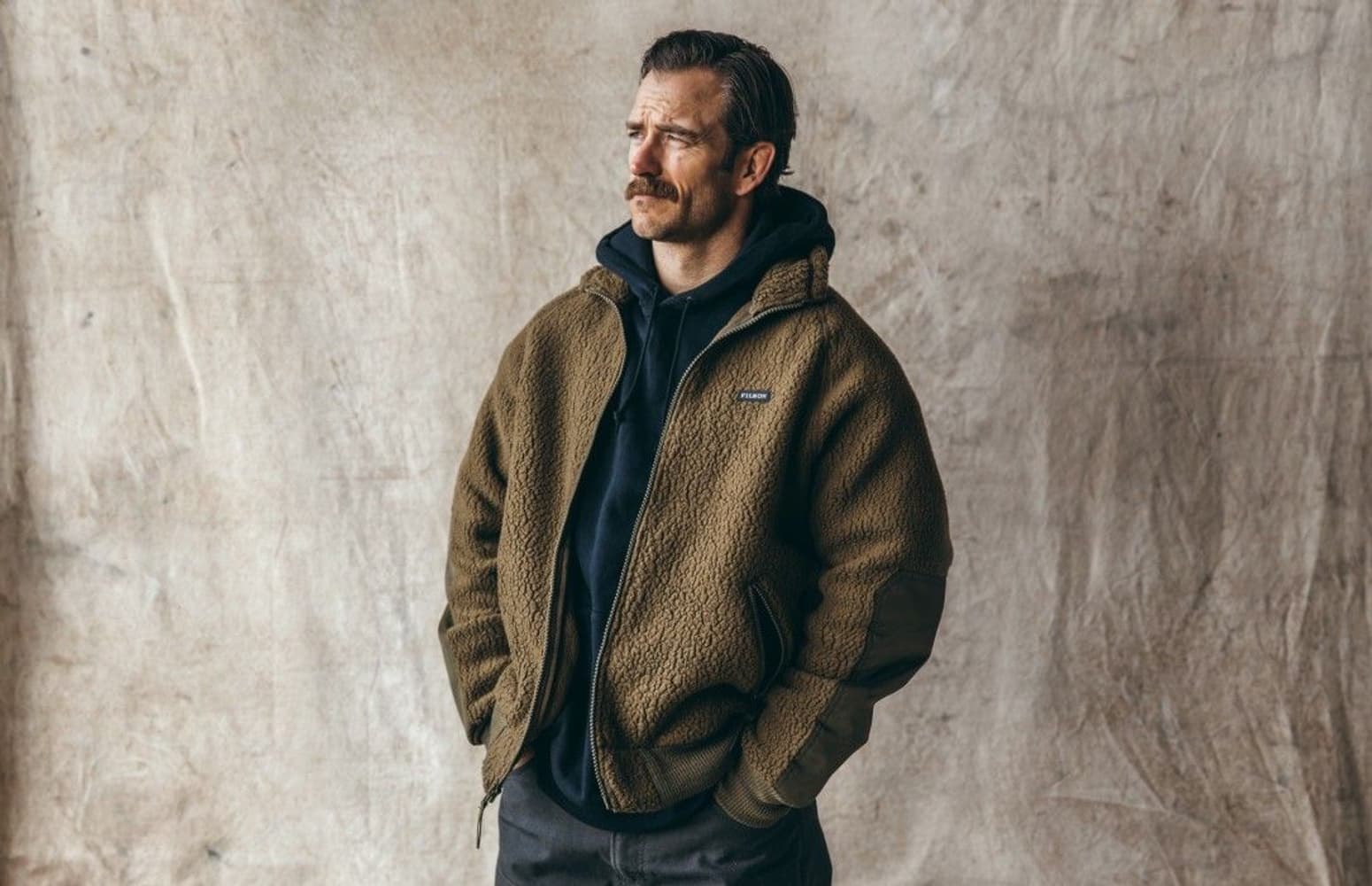 Men's Sherpa Fleece Jacket Marsh Olive, view: 4