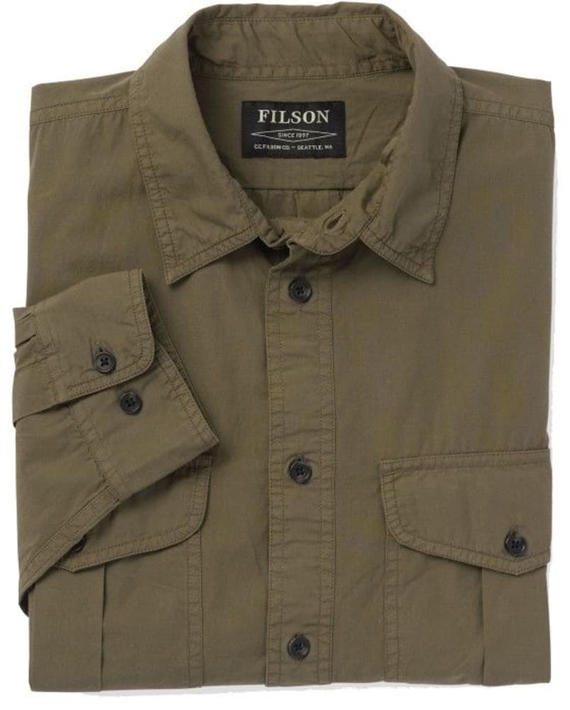 M's Washed Feather Cloth Shirt Dusty Olive, view: 2