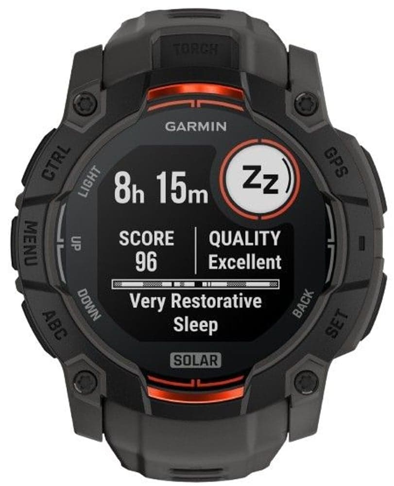 Instinct 3 50 mm Solar Svart med Kolfärgat Armband, view: 6