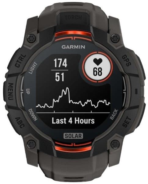 Instinct 3 50 mm Solar Svart med Kolfärgat Armband, view: 2