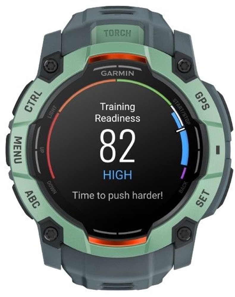 Instinct 3 50 mm AMOLED Ljusgrön med Skymningsfärgat Armband, view: 2