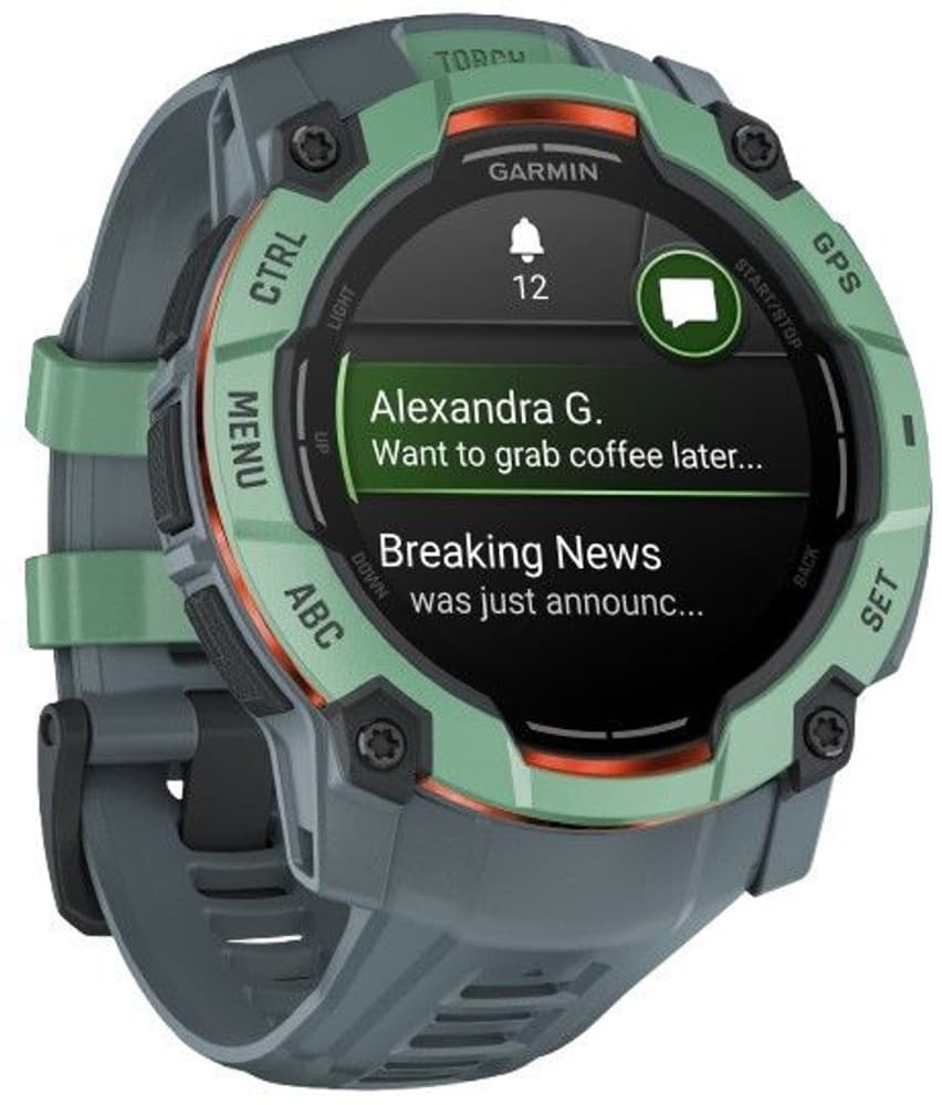 Instinct 3 50 mm AMOLED Ljusgrön med Skymningsfärgat Armband, view: 5