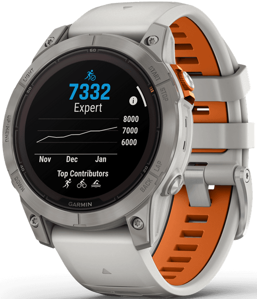 Fenix 7 Pro Sapphire Solar Titanium with Fog Gray/Ember Orange Band, view: 7