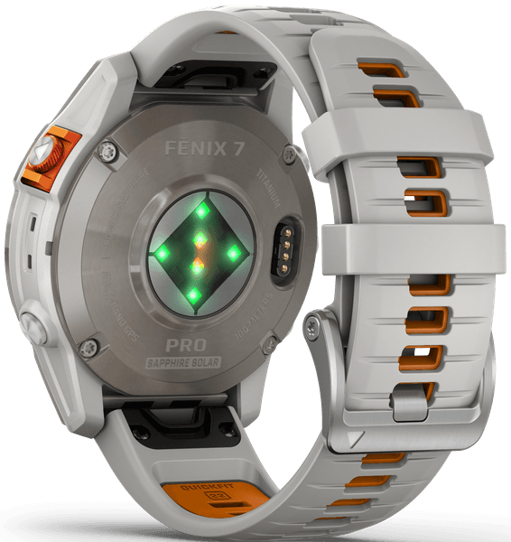 Fenix 7 Pro Sapphire Solar Titanium with Fog Gray/Ember Orange Band, view: 1