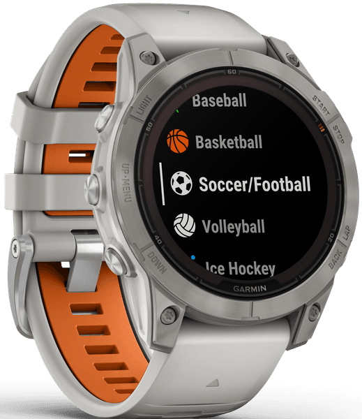 Fenix 7 Pro Sapphire Solar Titanium with Fog Gray/Ember Orange Band, view: 4