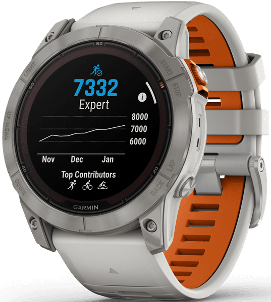Fenix 7X Pro Sapphire Solar Titanium with Fog Gray/Ember Orange Band, view: 7