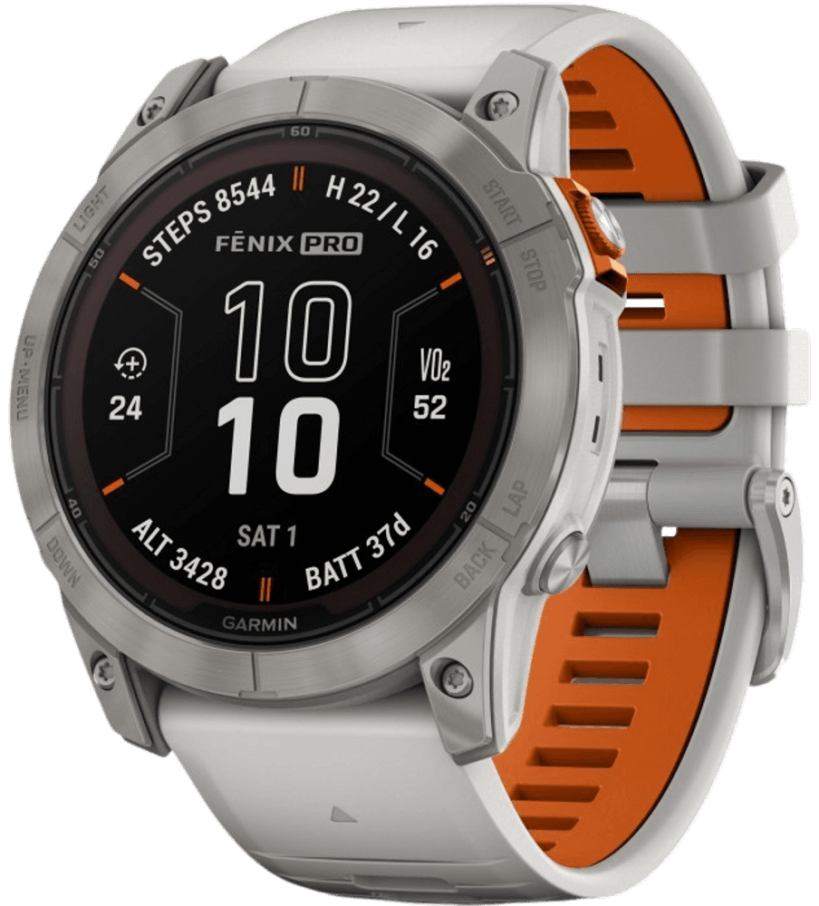 Fenix 7X Pro Sapphire Solar Titanium with Fog Gray/Ember Orange Band, view: 0