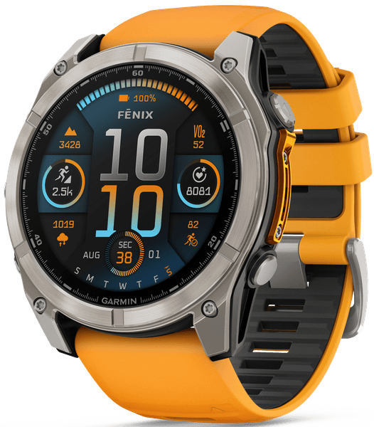 Fenix 8 51mm AMOLED Sapphire Titanium with Spark Orange Graphite Silicone Band, view: 0