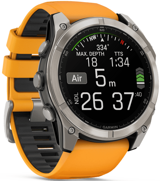 Fenix 8 51mm AMOLED Sapphire Titanium with Spark Orange Graphite Silicone Band, view: 5