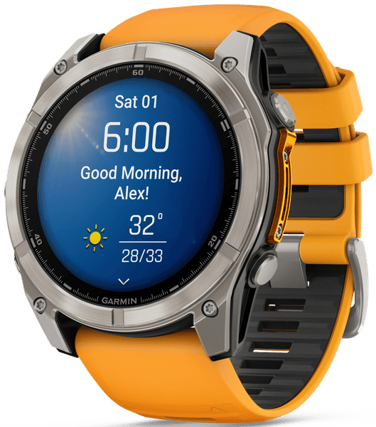 Fenix 8 51mm AMOLED Sapphire Titanium with Spark Orange Graphite Silicone Band, view: 1