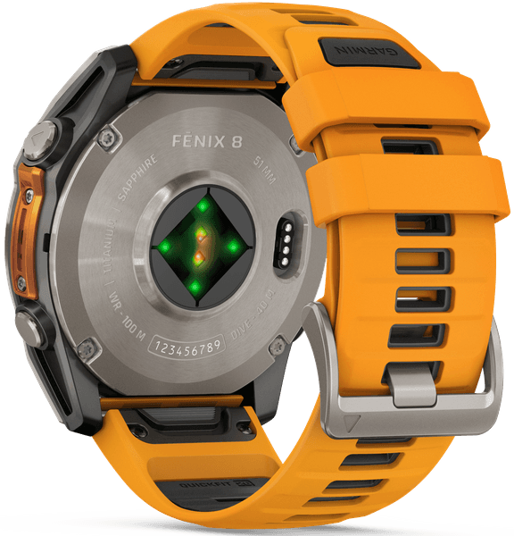Fenix 8 51mm AMOLED Sapphire Titanium with Spark Orange Graphite Silicone Band, view: 7