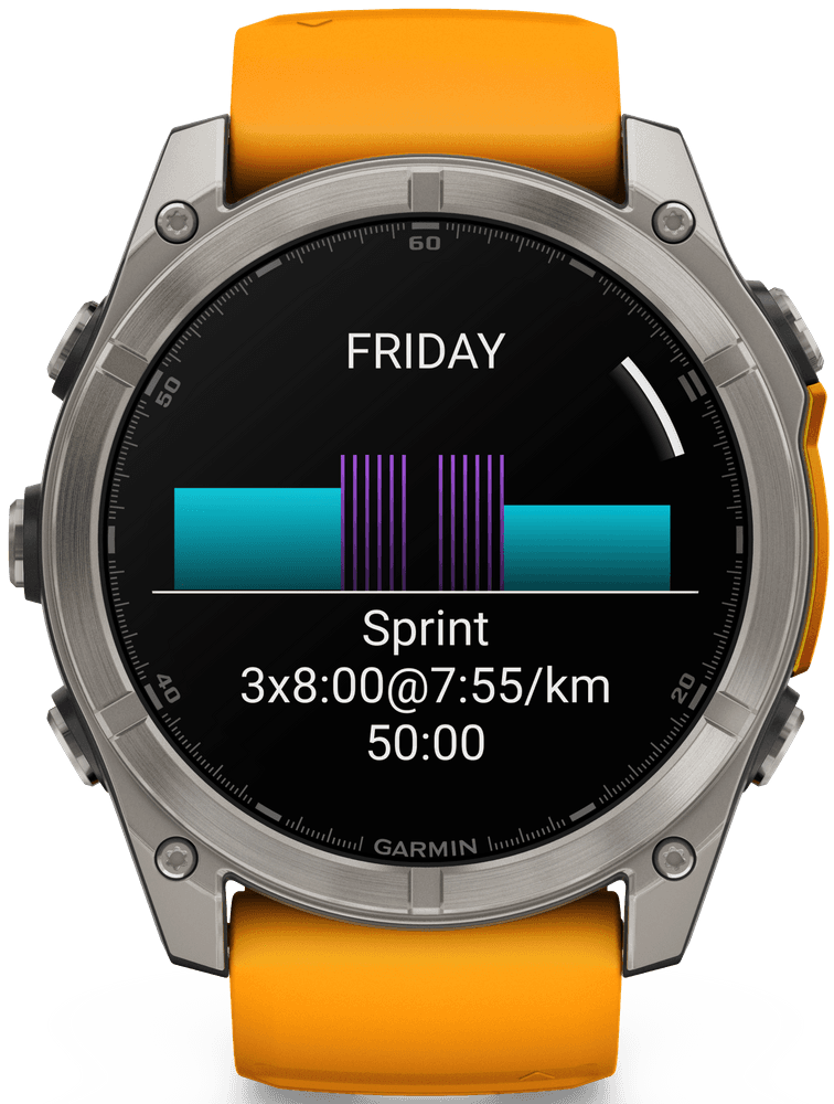 Fenix 8 51mm AMOLED Sapphire Titanium with Spark Orange Graphite Silicone Band, view: 3