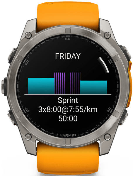 Fenix 8 51mm AMOLED Sapphire Titanium with Spark Orange Graphite Silicone Band, view: 3