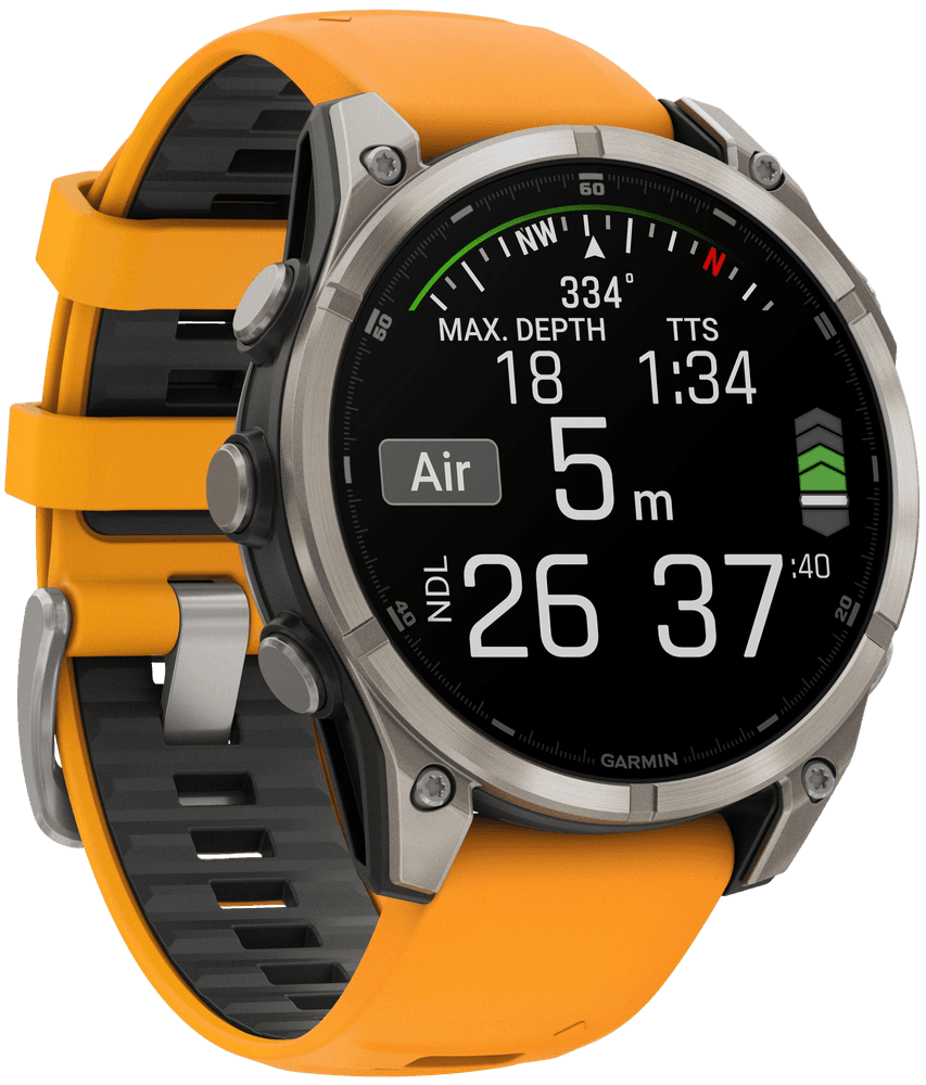 Fenix 8 47mm AMOLED Sapphire Titanium with Spark Orange Graphite Silicone Band, view: 5