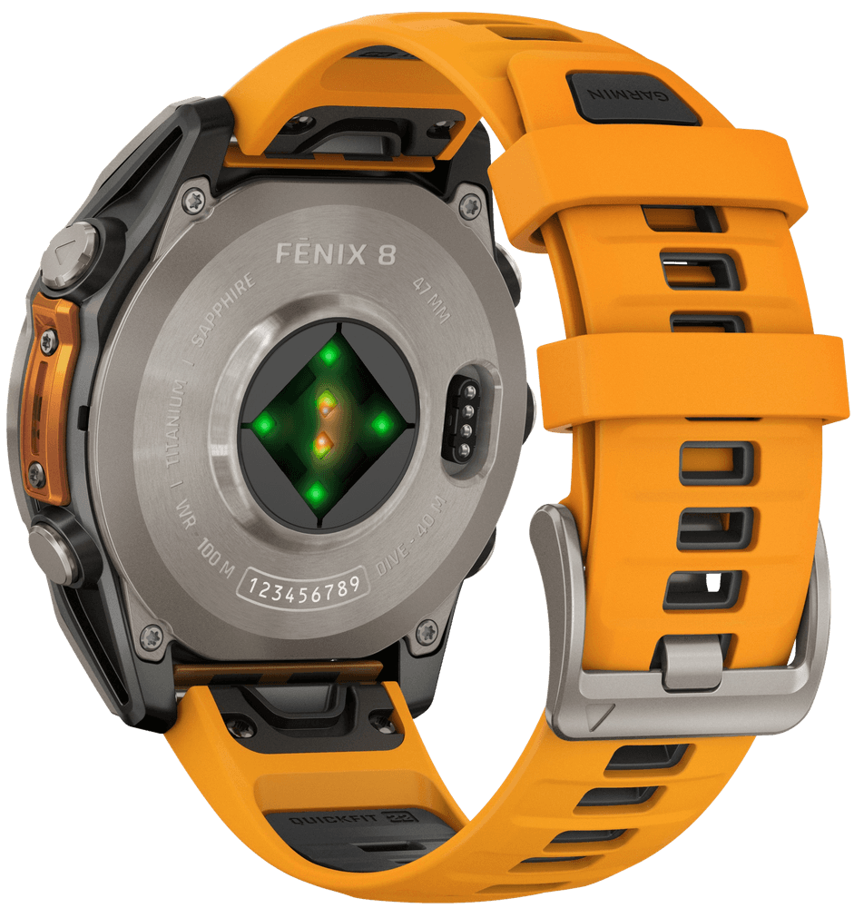 Fenix 8 47mm AMOLED Sapphire Titanium with Spark Orange Graphite Silicone Band, view: 7
