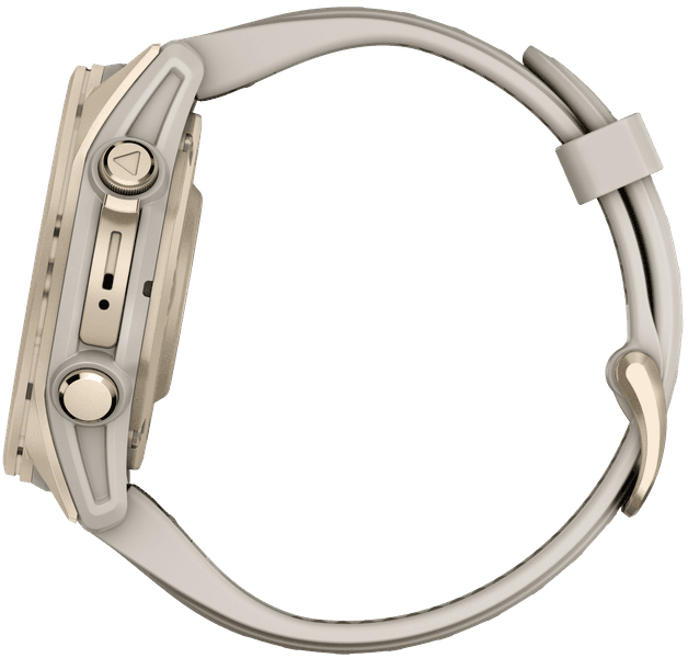 Fenix 8 43mm AMOLED Sapphire Soft Gold with Fog Gray Dark Sandstone Silicone Band, view: 6