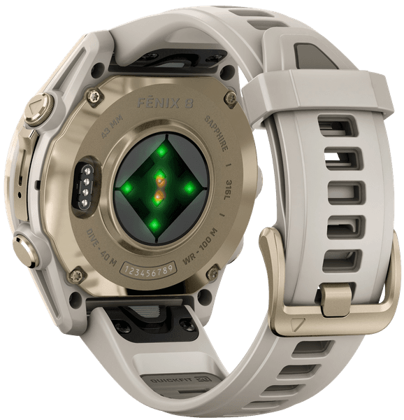 Fenix 8 43mm AMOLED Sapphire Soft Gold with Fog Gray Dark Sandstone Silicone Band, view: 7