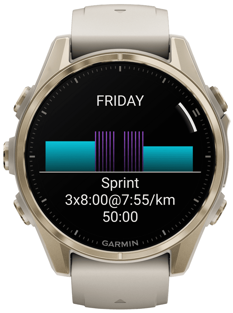 Fenix 8 43mm AMOLED Sapphire Soft Gold with Fog Gray Dark Sandstone Silicone Band, view: 3