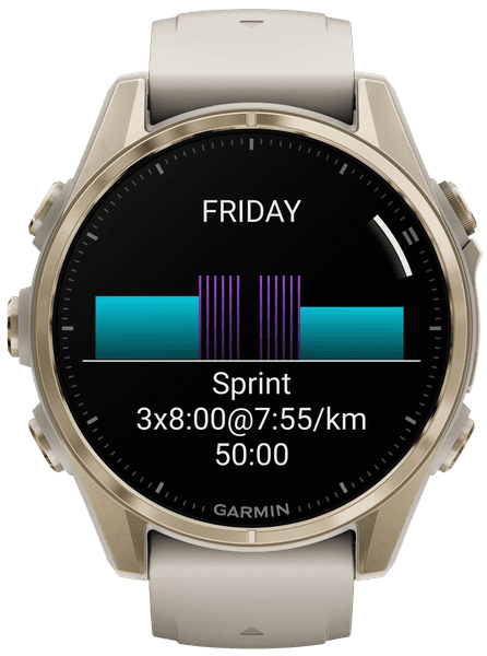 Fenix 8 43mm AMOLED Sapphire Soft Gold with Fog Gray Dark Sandstone Silicone Band, view: 3